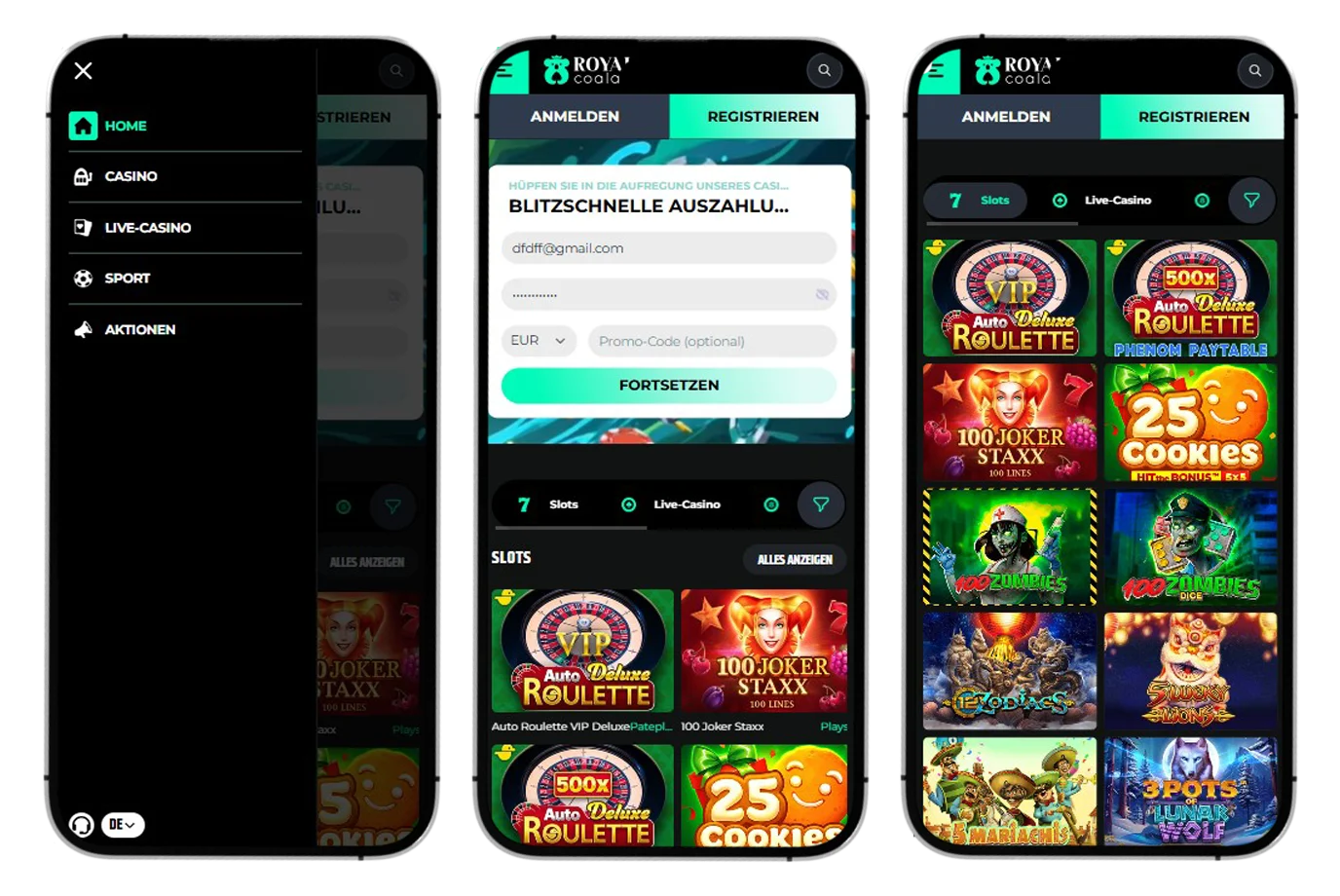Royal Coala Casino Mobile Version und App